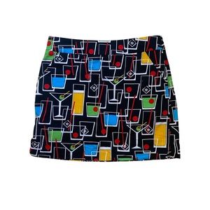 Vintage kitsch print martini olive cocktail kooky 60s 1960s mod print mini skirt
